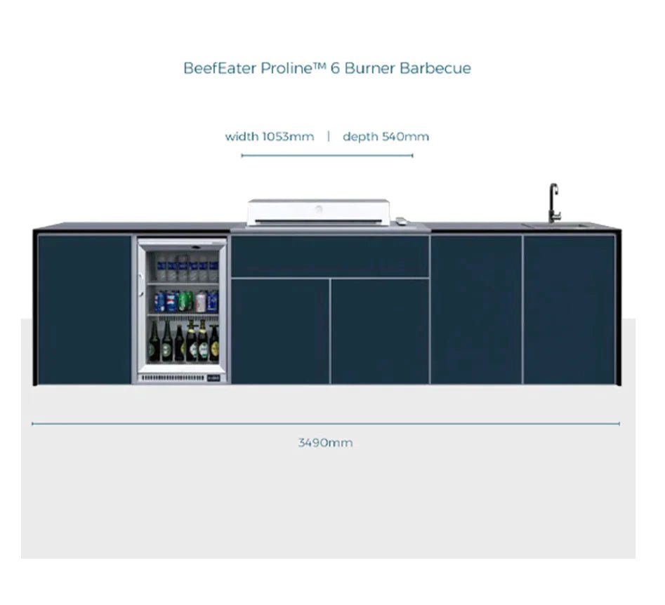 FrescoPro Boronia Outdoor Kitchen With Pro Line 6 Burner BBQ - Dekton Top / ACP Doors - Nuovo Luxury - Outdoor Kitchen