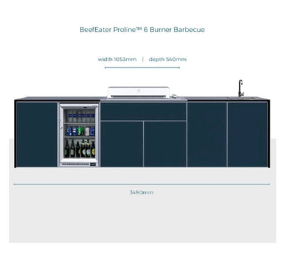 FrescoPro Boronia Outdoor Kitchen With Pro Line 6 Burner BBQ - Granite Top / ACP Doors - Nuovo Luxury - Outdoor Kitchen