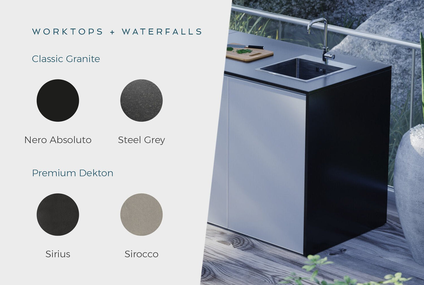 FrescoPro Canberra Outdoor Kitchen with S3000S 4 Burner Barbeque - Dekton / Dekton Doors - Nuovo Luxury - Outdoor Kitchen