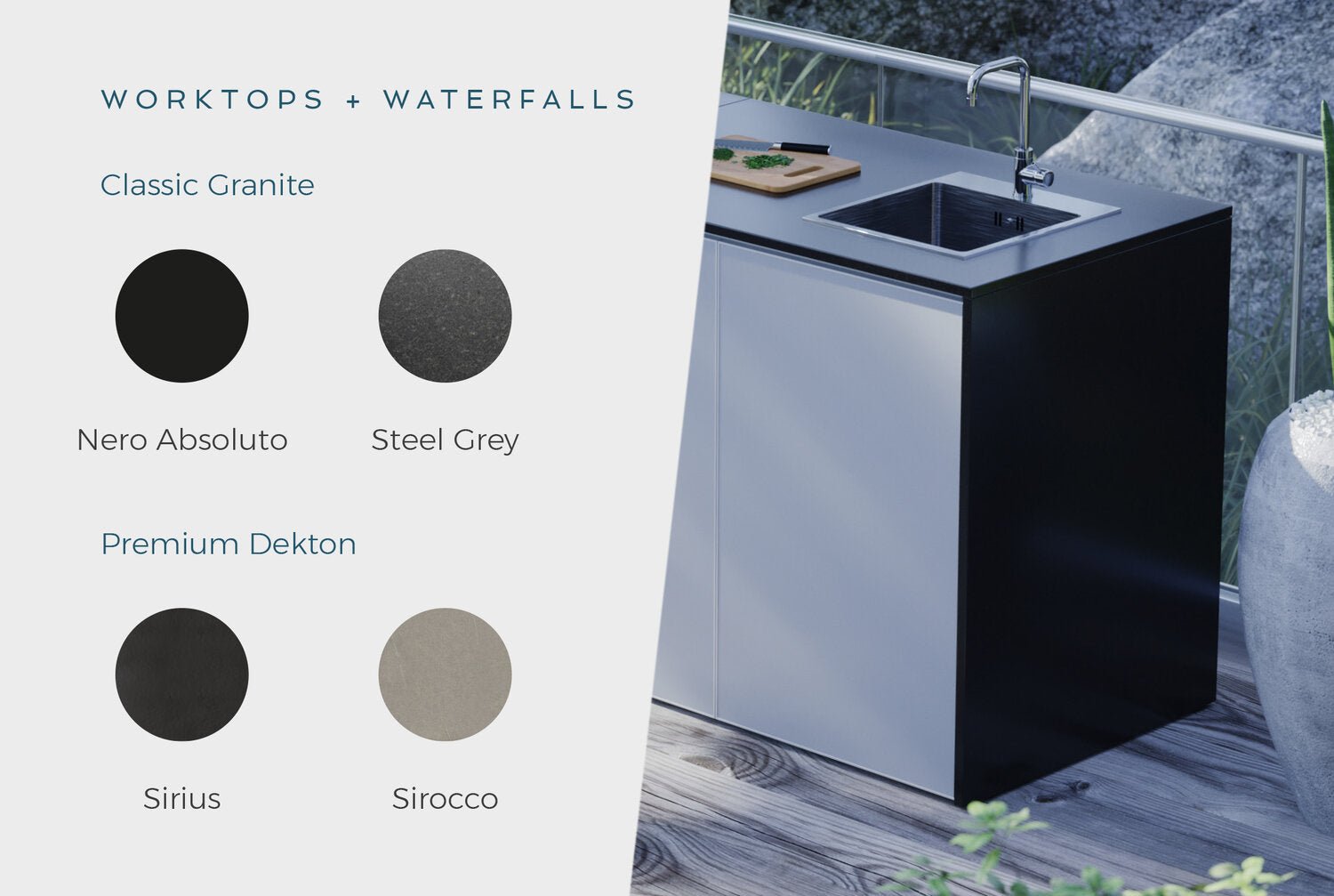 FrescoPro Canberra Outdoor Kitchen with S3000S 4 Burner Barbeque - Dekton / Dekton Doors - Nuovo Luxury - Outdoor Kitchen