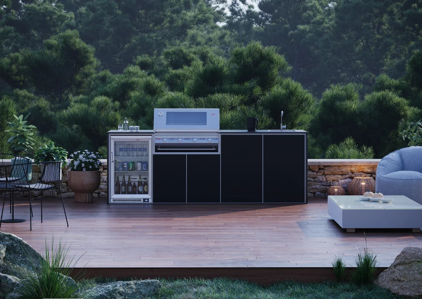 FrescoPro Esperance Outdoor Kitchen With 7000P 4 Burner BBQ - Dekton / Dekton Doors - Nuovo Luxury - Outdoor Kitchen