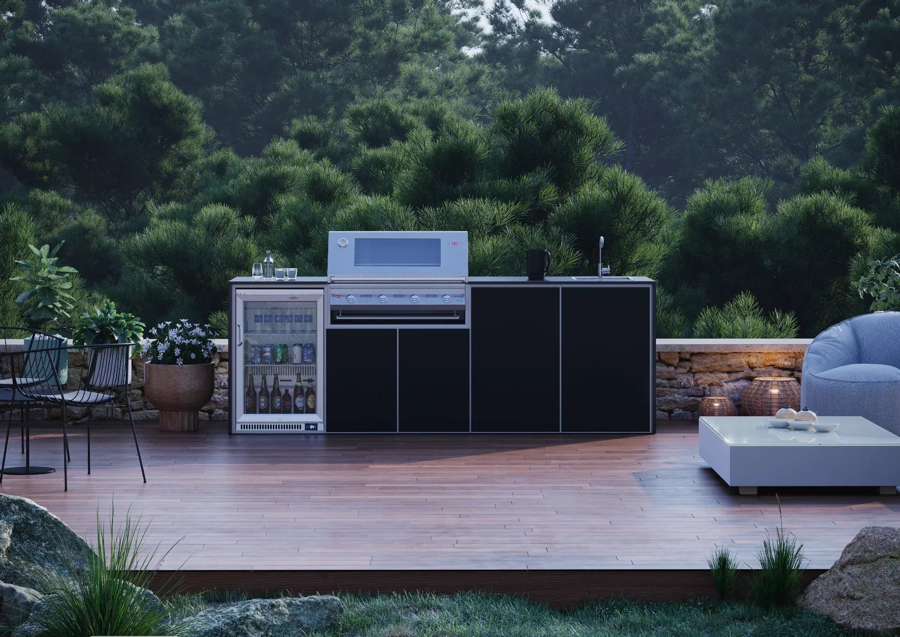 FrescoPro Esperance Outdoor Kitchen With 7000P 4 Burner BBQ - Dekton / Dekton Doors - Nuovo Luxury - Outdoor Kitchen