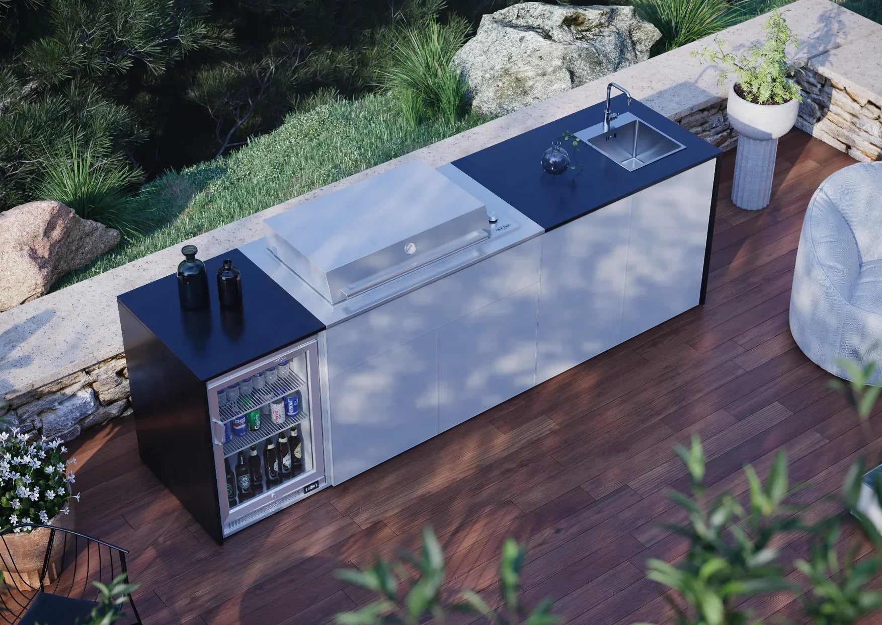 FrescoPro Esperance Outdoor Kitchen With Pro Line 6 Burner BBQ - Dekton / Dekton Doors - Nuovo Luxury - Outdoor Kitchen