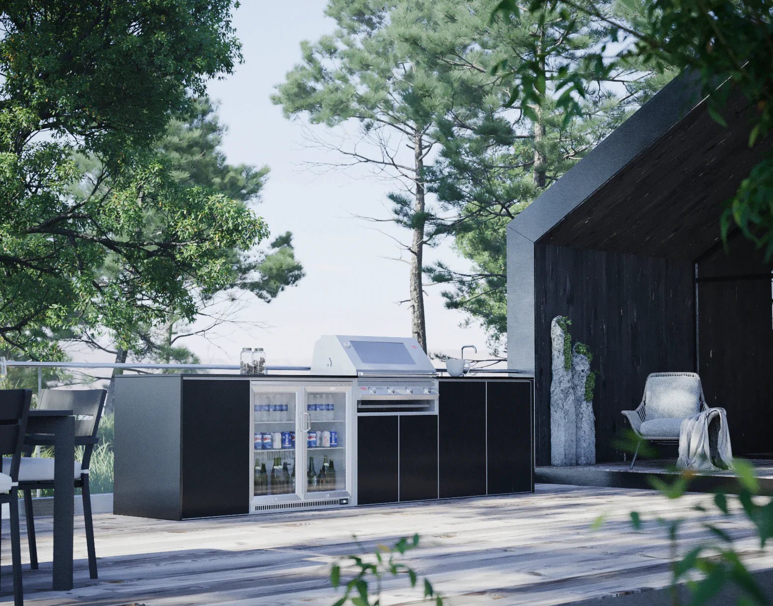 FrescoPro Fremantle Outdoor Kitchen With 7000P 4 Burner BBQ - Dekton Top / ACP Doors - Nuovo Luxury - Outdoor Kitchen