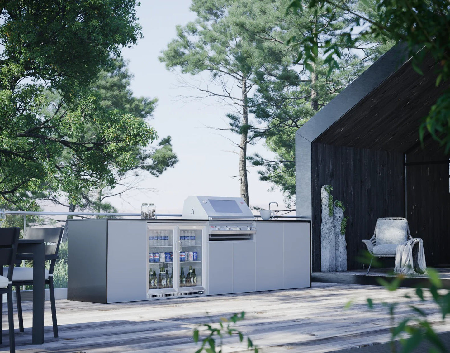 FrescoPro Fremantle Outdoor Kitchen With 7000P 4 Burner BBQ - Granite Top / ACP Doors - Nuovo Luxury - Outdoor Kitchen