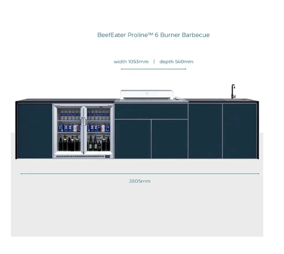 FrescoPro Fremantle Outdoor Kitchen With Pro Line 6 Burner BBQ - Dekton Top / ACP Doors - Nuovo Luxury - Outdoor Kitchen