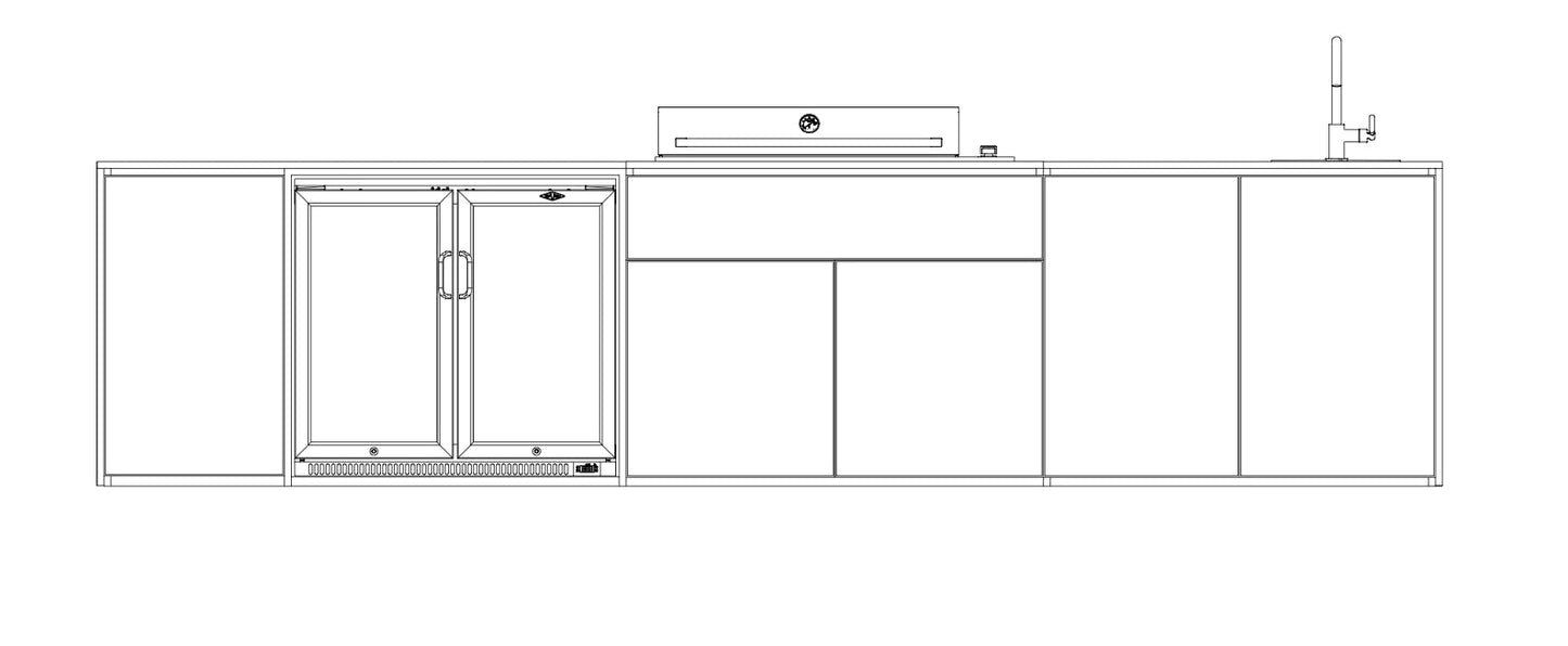 FrescoPro Fremantle Outdoor Kitchen With Pro Line 6 Burner BBQ - Granite Top / ACP Doors - Nuovo Luxury - Outdoor Kitchen