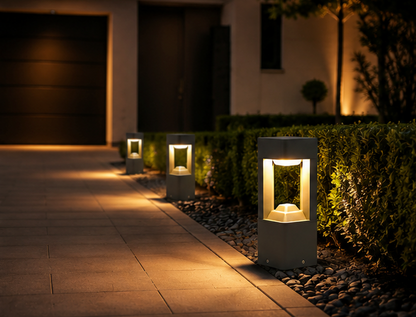 Aluminium garden bollard light with polycarbonate diffuser, product detail