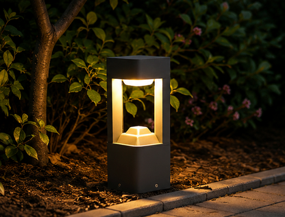 IP65 rated garden bollard light shown from an alternative angle