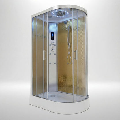 Platinum shower cabin 1200x800mm chrome frame with gold carbon back wall