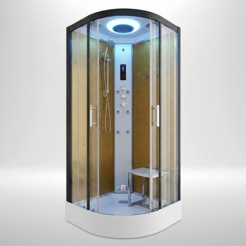 Premium Steam Shower 800x800mm - Black Frame / Clear Glass