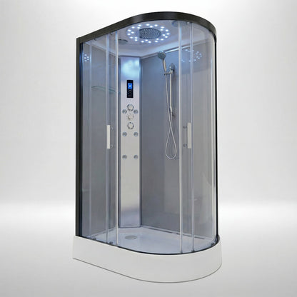 Platinum shower cabin 1200x800mm black frame with grey matte back wall
