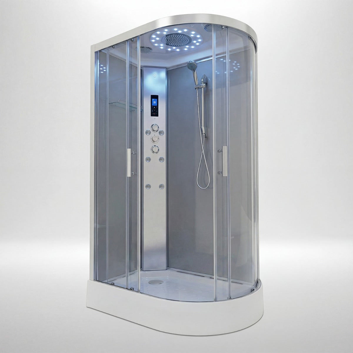 Platinum shower cabin 1200x800mm chrome frame with grey matte back wall