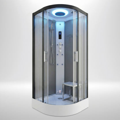 Premium Steam Shower 800x800mm - Black Frame / Clear Glass