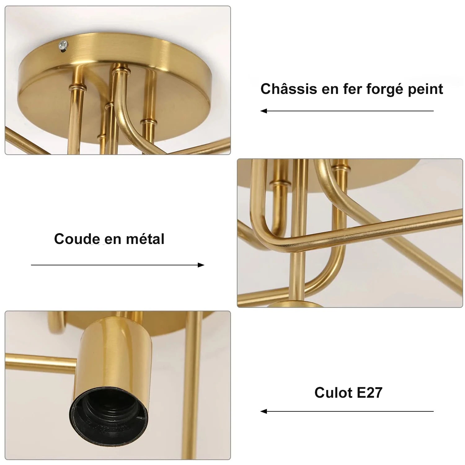 Golden Starburst Branch Chandelier – 5‑Light E27 Ceiling Light - Nuovo Luxury - 