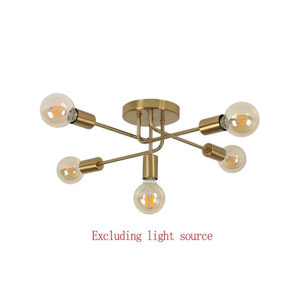 Golden Starburst Branch Chandelier – 5‑Light E27 Ceiling Light - Nuovo Luxury - Lighting