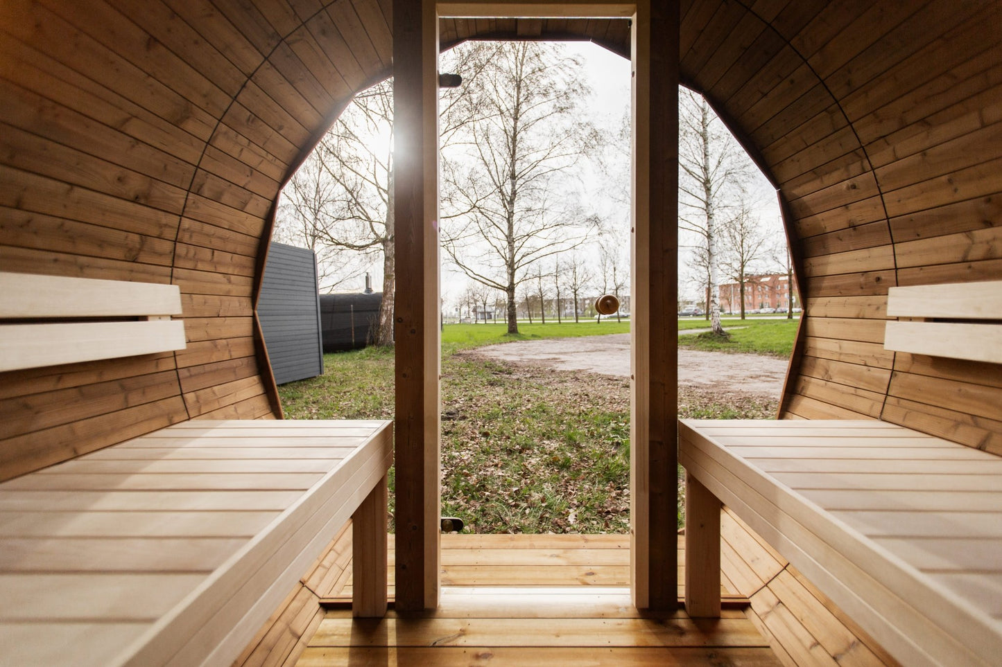 Halo Saunas Vox Barrel Sauna Thermo - wood - Nuovo Luxury - Outdoor Sauna