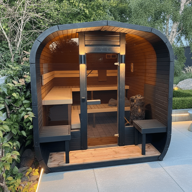 Heat Quad Traditional Outdoor Finnish 5 Person Sauna - Nuovo Luxury - Outdoor Sauna