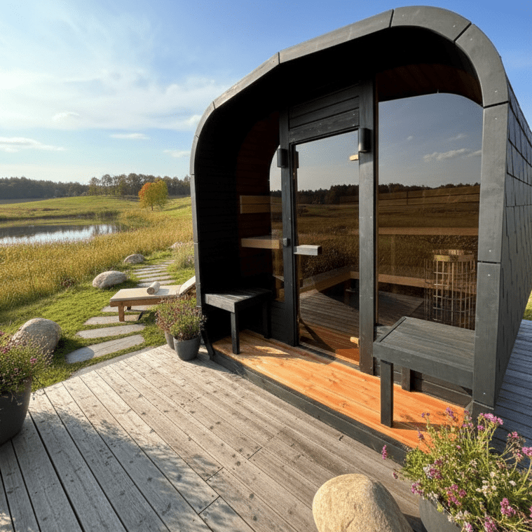 Heat Quad Traditional Outdoor Finnish 5 Person Sauna - Nuovo Luxury - Outdoor Sauna