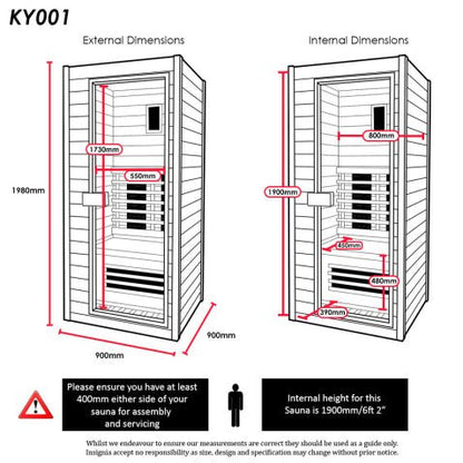 Home Infrared Sauna KY001 - 900mm x 900mm - Nuovo Luxury - Sauna & Steam Shower Cabin