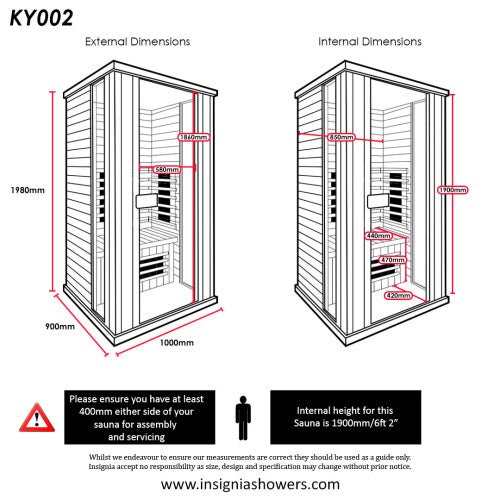 Home Infrared Sauna KY002 - 1000mm x 900mm - Nuovo Luxury - Indoor Infrared Sauna