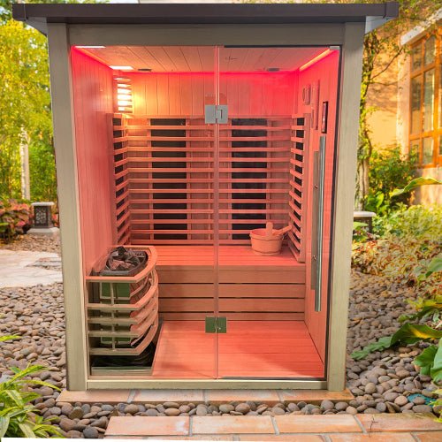 Hybrid Outdoor 2 - Person Sauna w/ Bluetooth Speakers - Nuovo Luxury - Outdoor Sauna