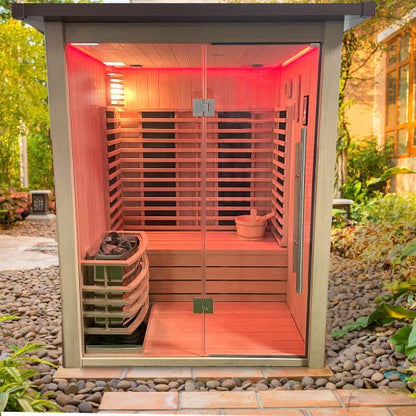 Hybrid Outdoor 2 - Person Sauna w/ Bluetooth Speakers - Nuovo Luxury - Outdoor Sauna