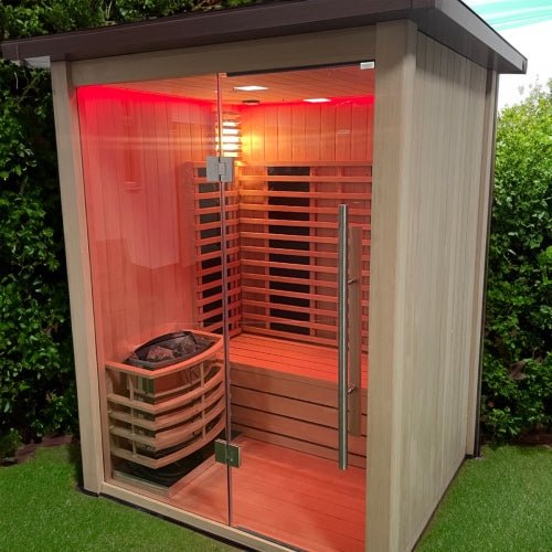 Hybrid Outdoor 2 - Person Sauna w/ Bluetooth Speakers - Nuovo Luxury - Outdoor Sauna