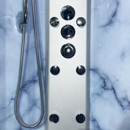Insignia Offset Steam Shower Grey Marble (Left Hand) - Nuovo Luxury - Steam Shower