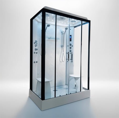 Insignia Platinum Black Framed 2 - Person Steam Shower Cabin 1400 x 900 - Nuovo Luxury - Steam Shower