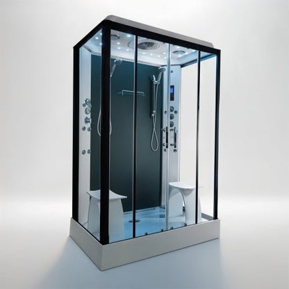 Insignia Platinum Black Framed 2 - Person Steam Shower Cabin 1400 x 900 - Nuovo Luxury - Steam Shower