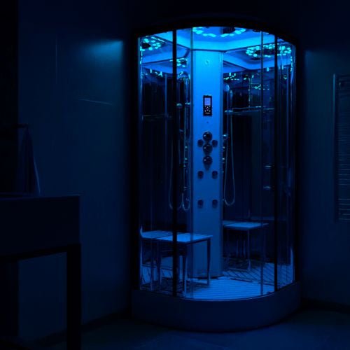 Insignia Platinum Shower Cabin 1000x1000mm - Black Frame/Clear Glass - Nuovo Luxury - Steam Shower Bath