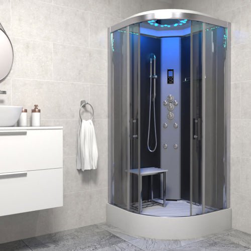 Insignia Platinum Shower Cabin 1000x1000mm - Chrome Frame/Clear Glass - Nuovo Luxury - Steam Shower Bath