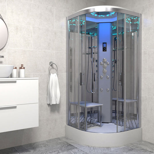 Insignia Platinum Shower Cabin 1000x1000mm - Chrome Frame/Clear Glass - Nuovo Luxury - Steam Shower Bath