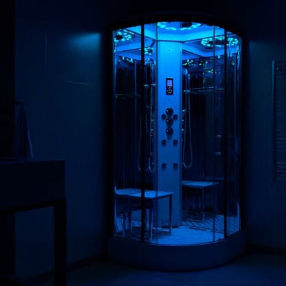 Insignia Platinum Shower Cabin 900x900mm - Black Frame/Clear Glass - Nuovo Luxury - Steam Shower Bath