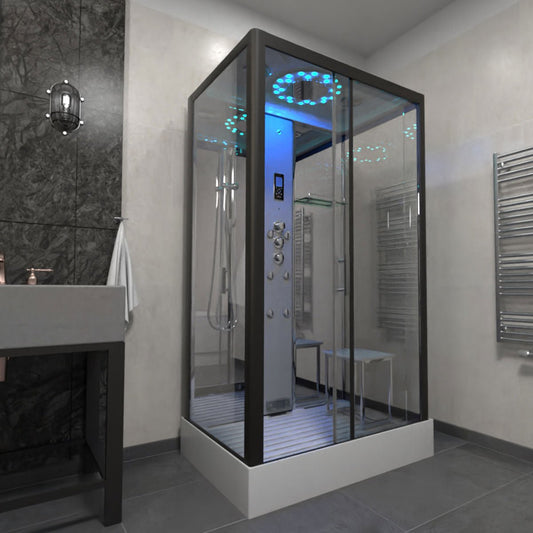 Insignia Platinum Steam Shower 1050x850mm - Black Frame - Nuovo Luxury - 