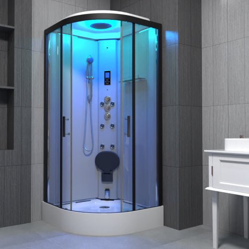 Insignia Premium Steam Shower 800x800mm - Black Frame/Clear Glass - Nuovo Luxury - Steam Shower Bath