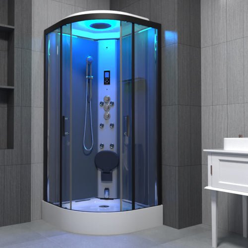 Insignia Premium Steam Shower 800x800mm - Black Frame/Clear Glass - Nuovo Luxury - Steam Shower Bath