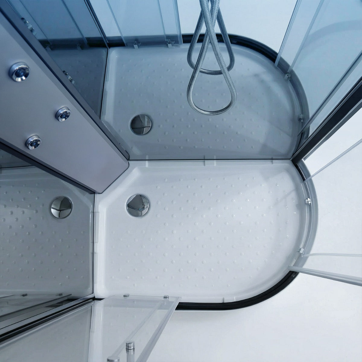 Platinum shower cabin high angle view