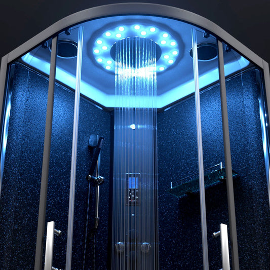 Limited Edition Insignia Black Sparkle Steam Shower Quadrant - Nuovo Luxury - Steam Shower
