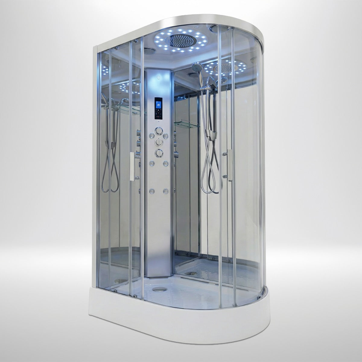 Platinum shower cabin 1200x800mm chrome frame interior view