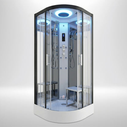 Premium Steam Shower 800x800mm - Black Frame / Clear Glass