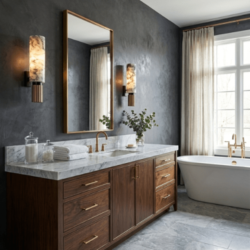 Modern Alabaster Wall Sconce — Marble Wall & Corridor Lighting - Nuovo Luxury - Chandeller