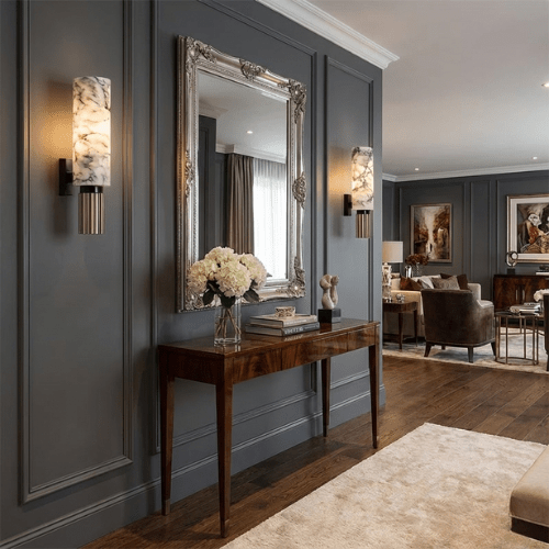 Modern Alabaster Wall Sconce — Marble Wall & Corridor Lighting - Nuovo Luxury - Chandeller