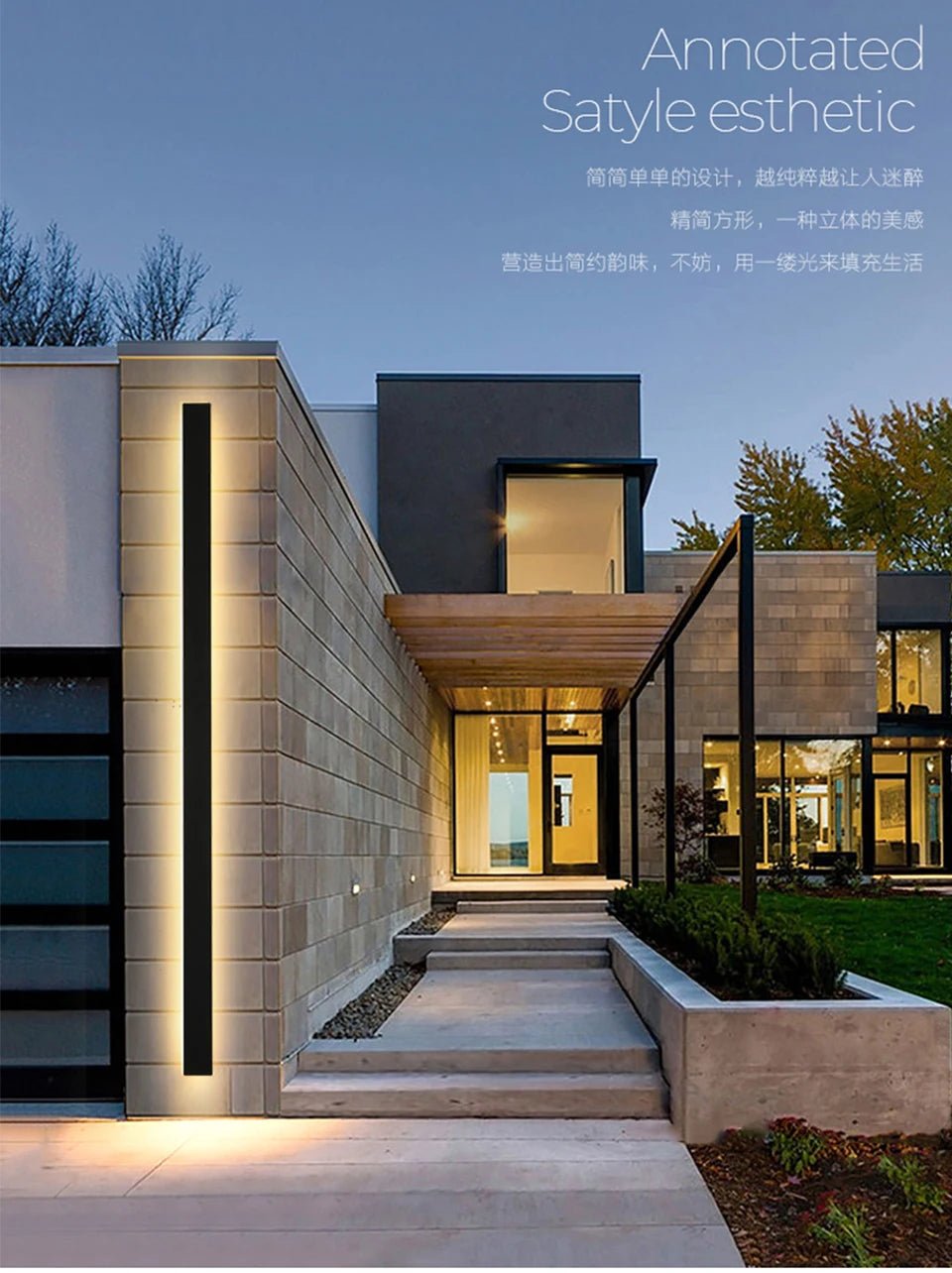 Modern Outdoor LED Wall Light – Long Vertical, Dimmable & Colour Change - Nuovo Luxury - 