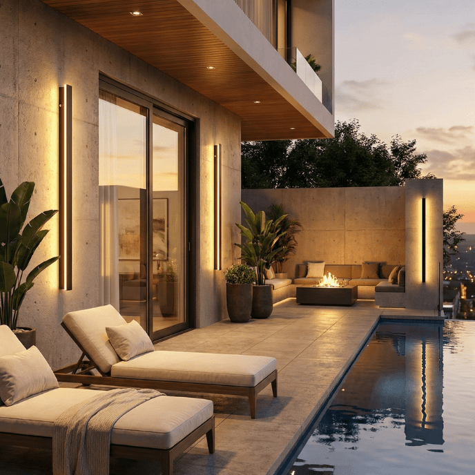 Modern Outdoor LED Wall Light – Long Vertical, Dimmable & Colour Change - Nuovo Luxury - 