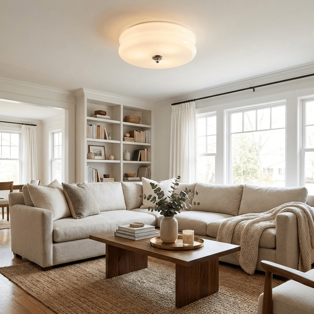 Aria Ribbed Glass Flush Ceiling Light
