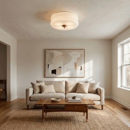 Aria Ribbed Glass Flush Ceiling Light