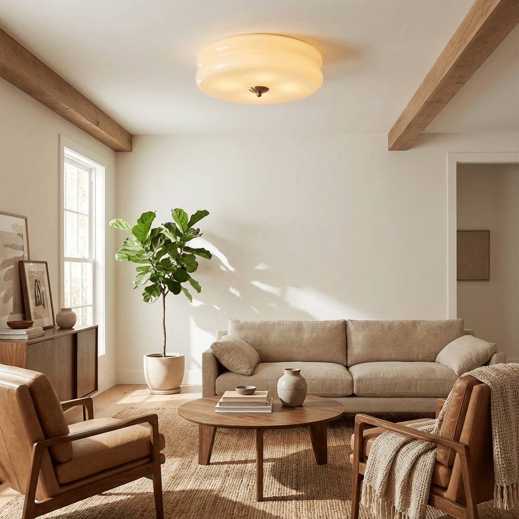 Aria Ribbed Glass Flush Ceiling Light