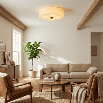Aria Ribbed Glass Flush Ceiling Light